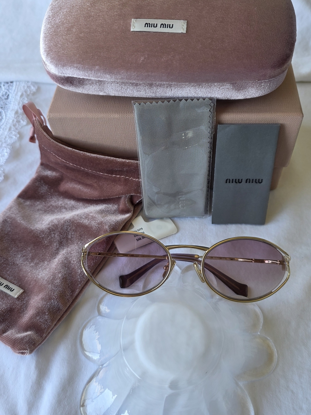 Miu Miu - SMU52Y 54/21 5AK-06S 125 1 N Gold Frame Sunglasses with Pink Lenses